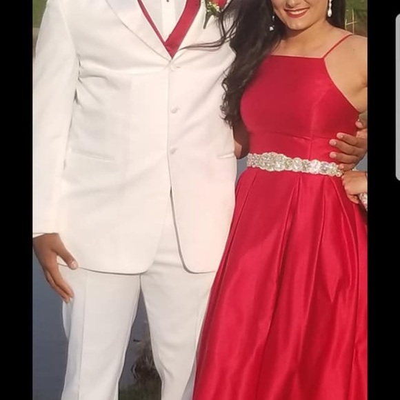 WORN 1X! RED PROM DRESS PROM DAVIDS BRIDAL! SIZE 6 - Picture 2 of 9